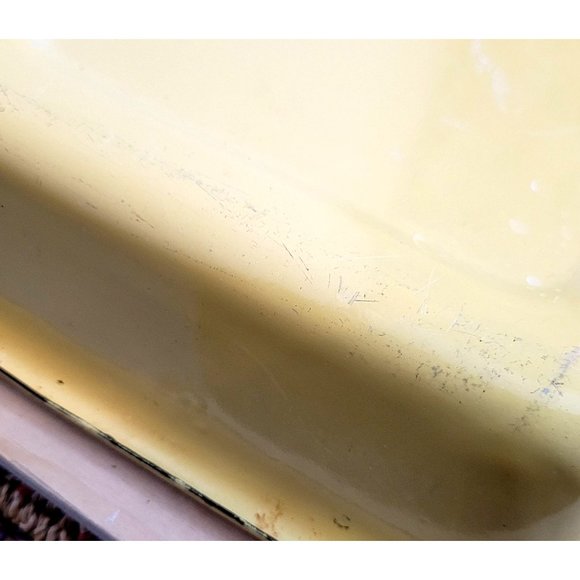 Vintage Yellow Enamel Coated Pan 16.5 x 10 x 2.5 Inches Has Chips - Picture 10 of 14